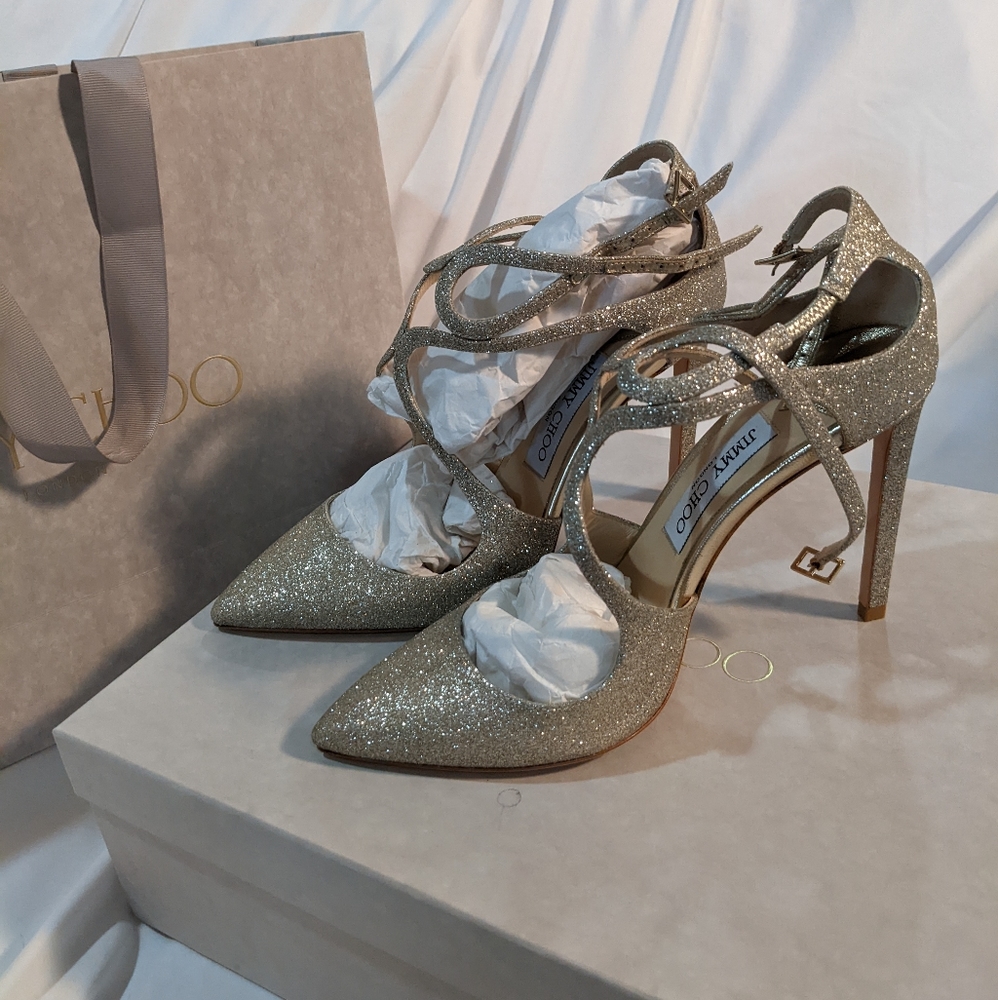 Jimmy choo Full Inclusion gold sparkle heels - Picture 2 of 10